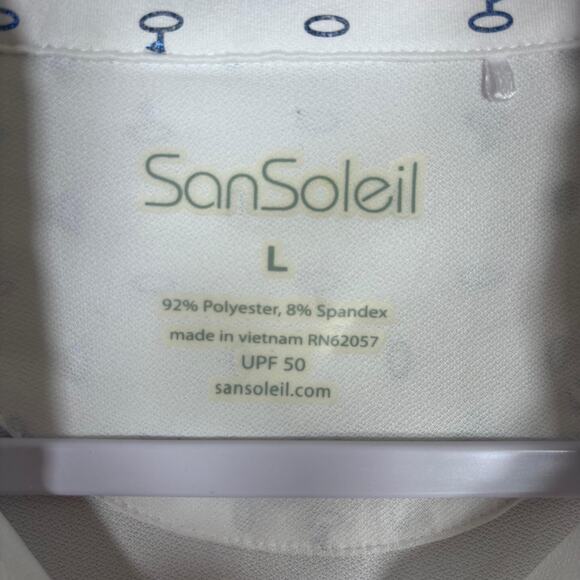 SanSoleil 1/4 Zip Golf Polo Top Womens Large Mesh Iridescent Print UPF Cooling - Picture 5 of 11